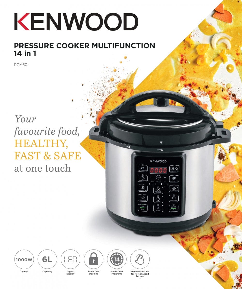 Kenwood 6L Electric Pressure Cooker Pcm60.000Ss Black/Silver