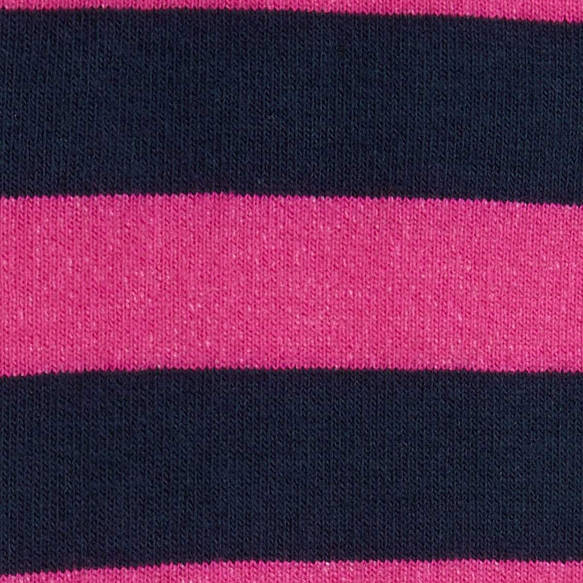 SOCKS BLOCK STRIPE NAVY FUSCHIA