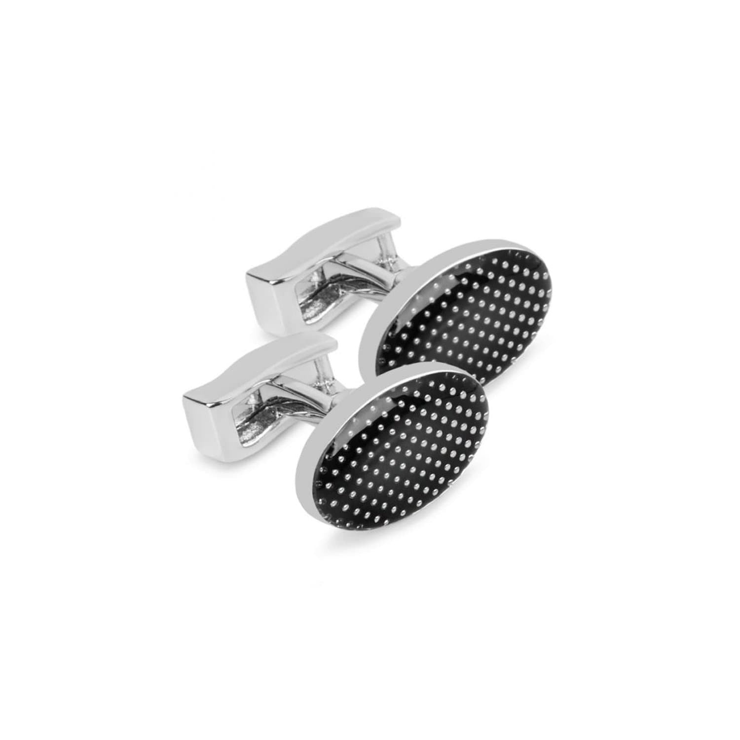 CUFFLINK OVAL BLACK MICRO SPOT