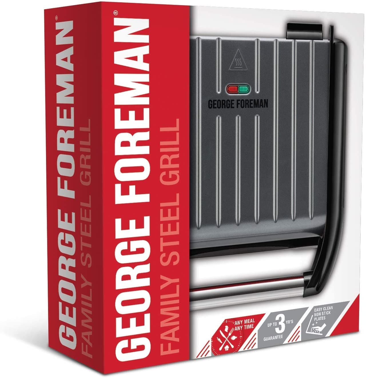 GEORGE FOREMAN MEDIUM STEEL GRILL FAMILY, GREY 1650W - 25041