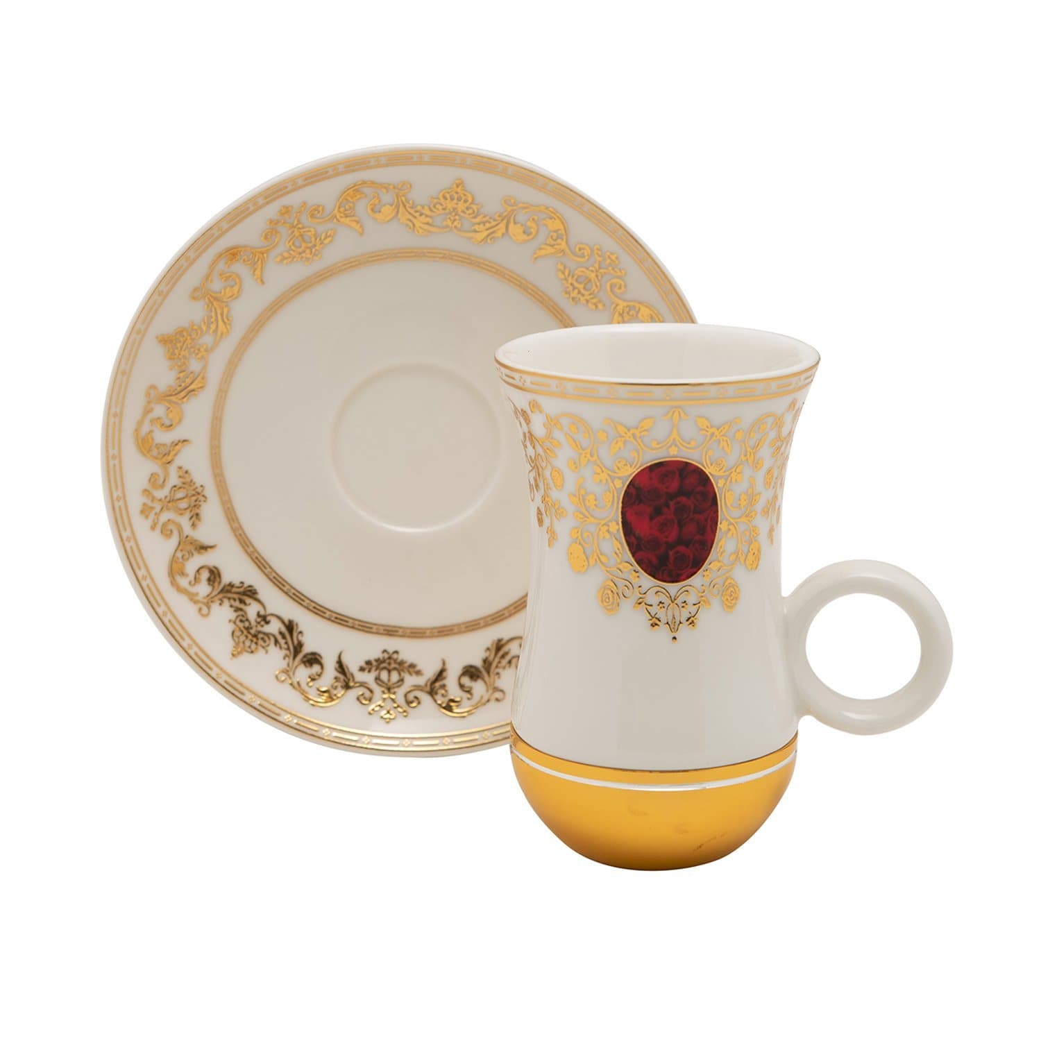 MARJANI RED GOLD 12PC SET ISTIKAN CUP AND SAUCER - AM3373-S28/028/12PC