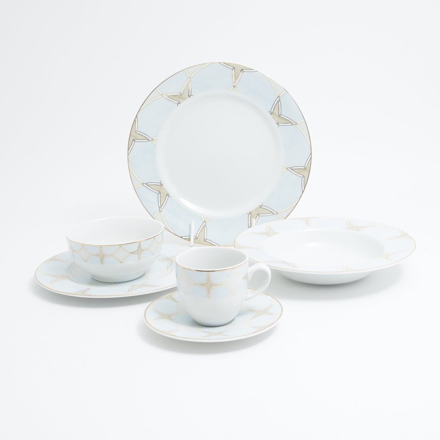 KAROLINA BALAYA L-BLUE/BEIGE 24PC DINNER SET - BALABLU/24DS