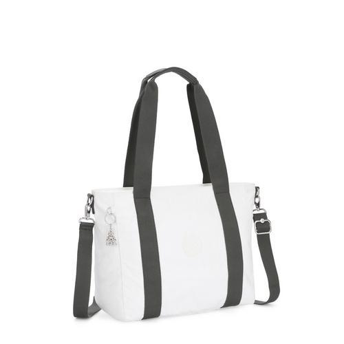 Kipling-Asseni S-Small tote (with removable shoulderstrap)-White Metallic-I6232-47I