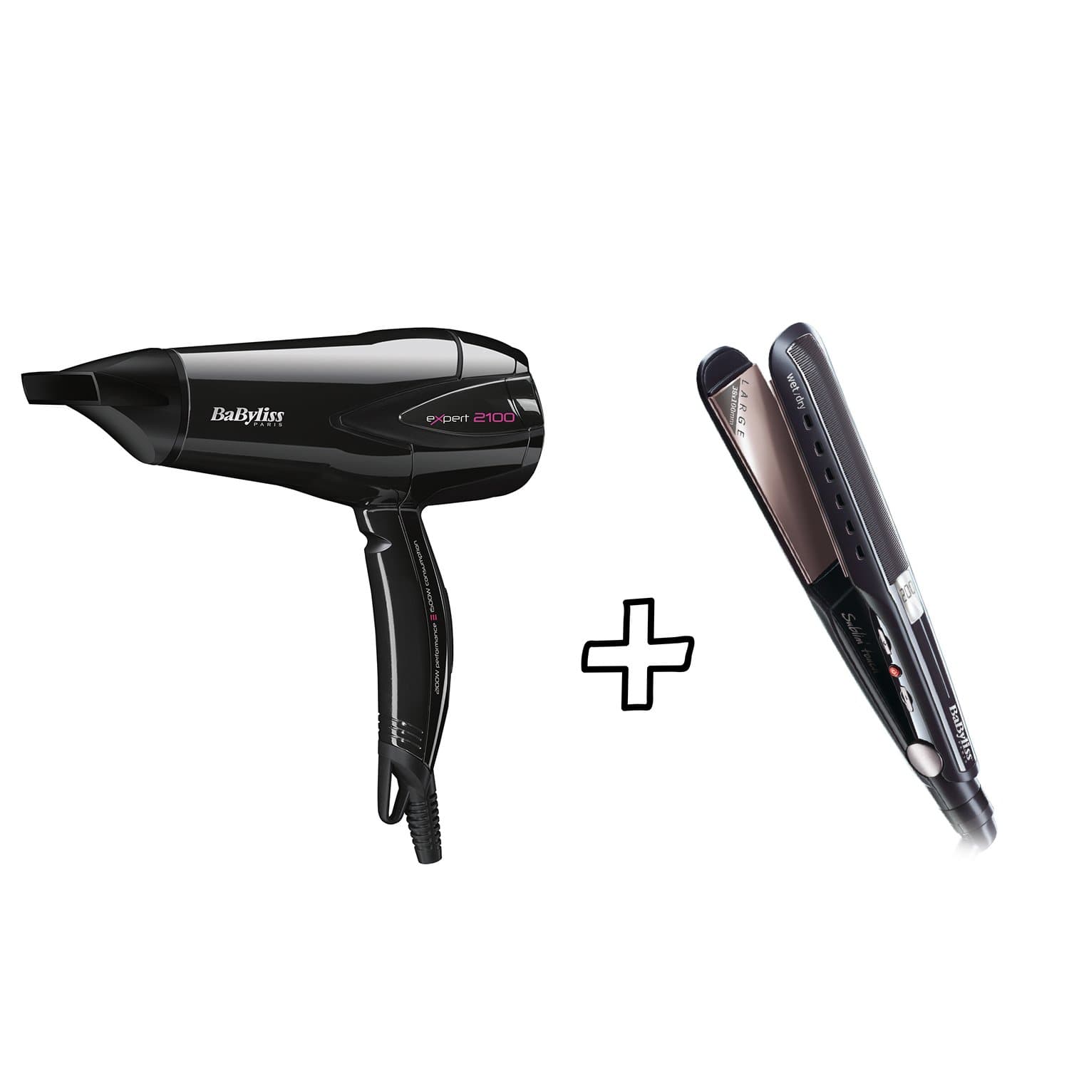 BABYLISS STRAIGHTENER WET & DRY LED SUBLIM TOUCH & BABYLISS HAIR DRYER 2100W BUNDLE