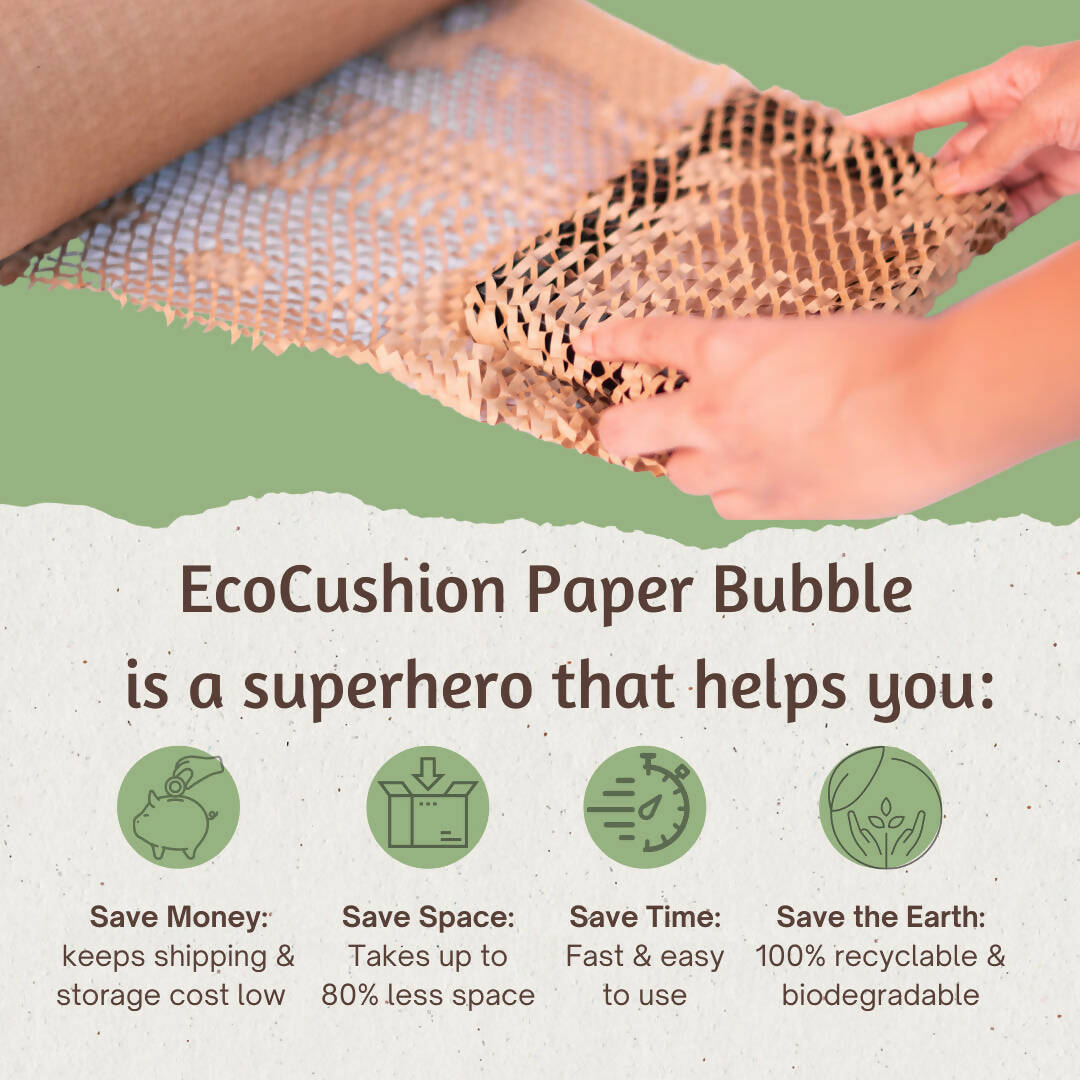 EcoCushion Wrap Paper Roll |100M x 15" Roll | Expandable upto 150M