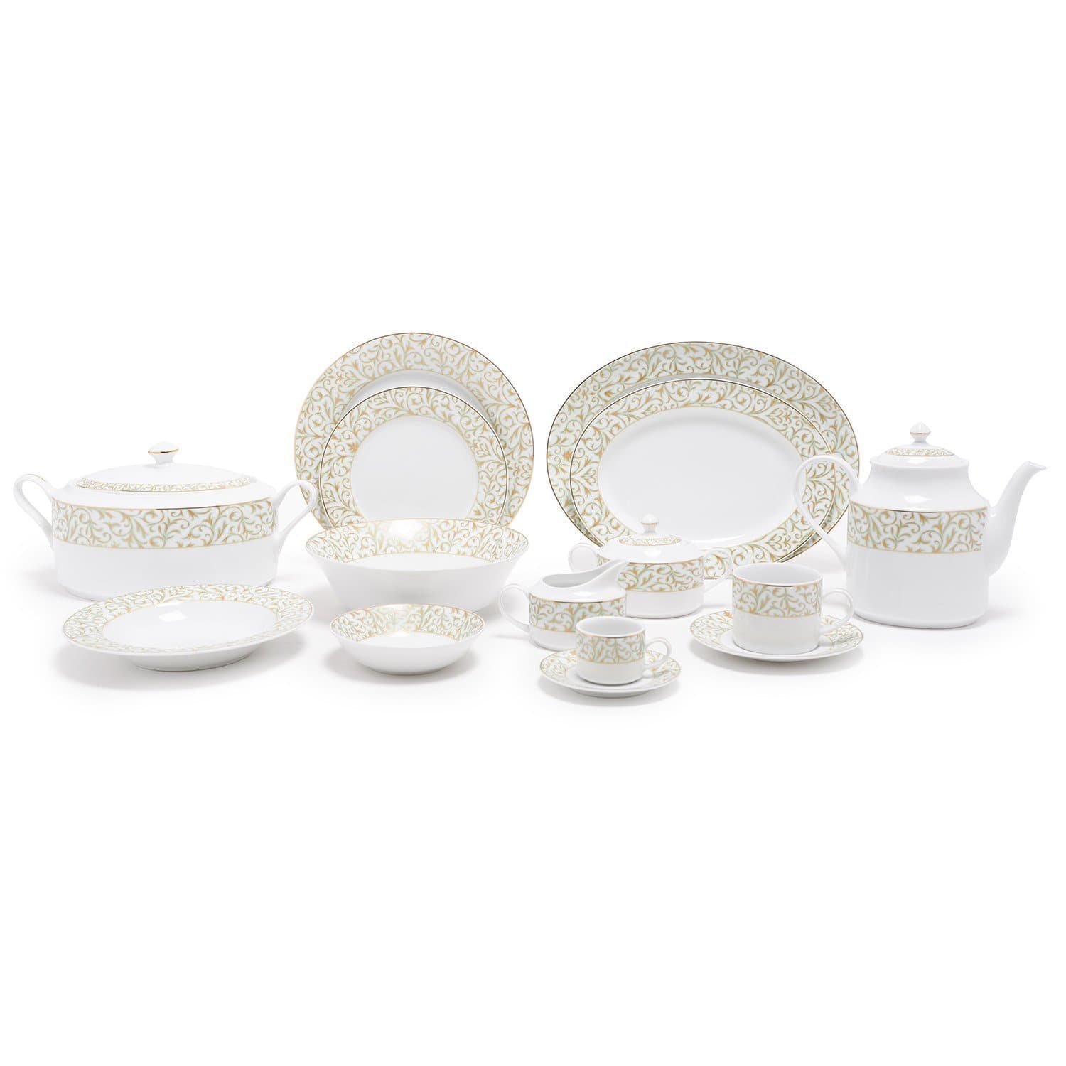 Dankotuwa Laryn Gold Dinner Set - 83 Pieces - LRYNGLD-83DS - Jashanmal Home