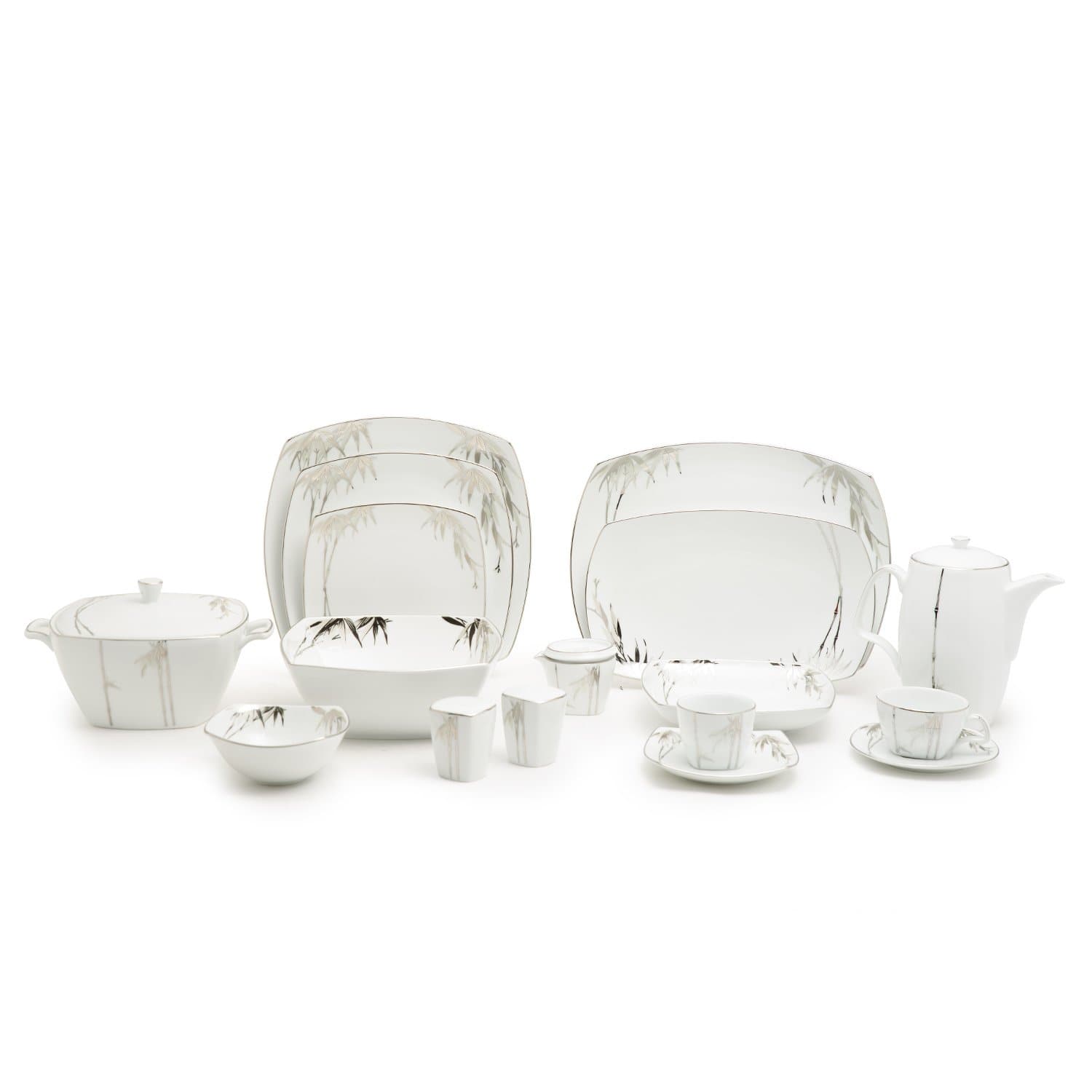 Dankotuwa Bamboo Silver Aurora Dinner Set - 98 Pieces - BAM-DS/98S - Jashanmal Home