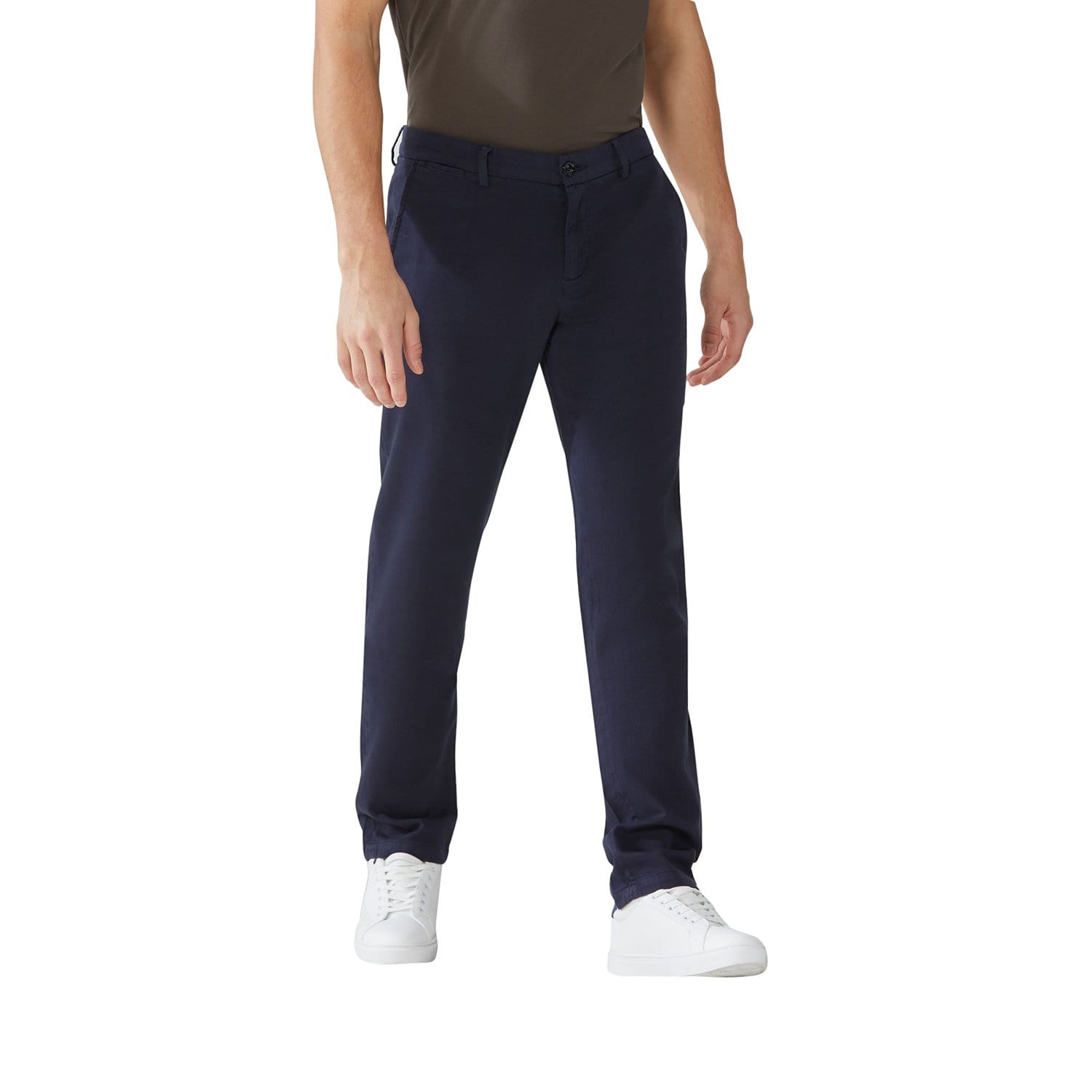 Trussardi Aviator Fit Slub Yarn Trousers - Navy Blue - 52P00000