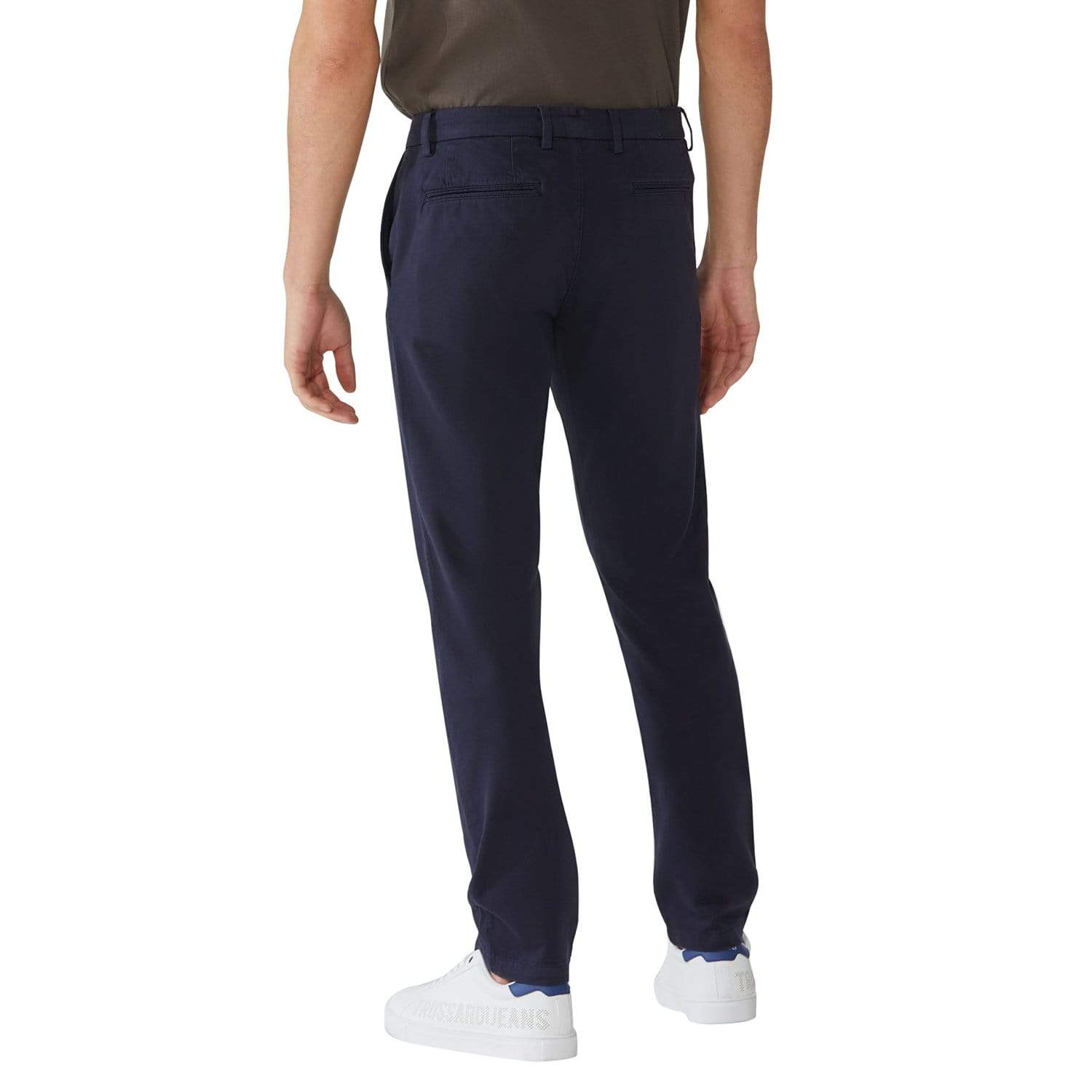 Trussardi Aviator Fit Slub Yarn Trousers - Navy Blue - 52P00000