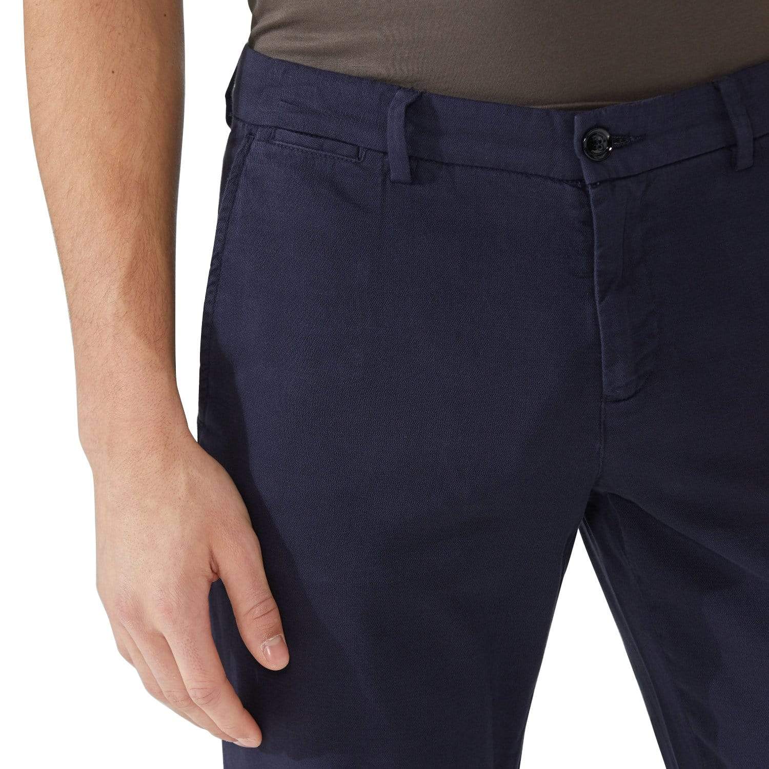 Trussardi Aviator Fit Slub Yarn Trousers - Navy Blue - 52P00000