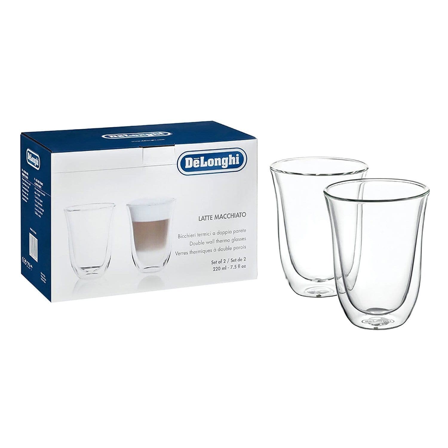 De'Longhi 2 Piece Latte Macchiato Thermo Glasses - Clear - 5513214611 - Jashanmal Home