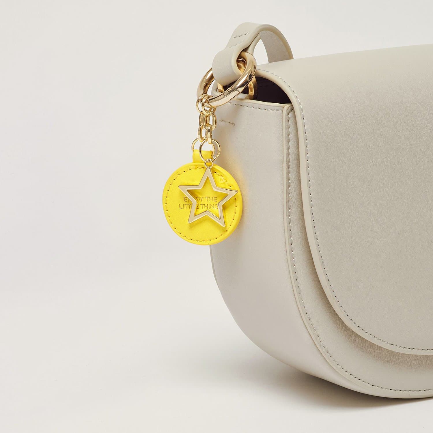 Estella Bartlett Loman Saddle Bag with Yellow Tag and Star Keychain - Stone - EBP3264