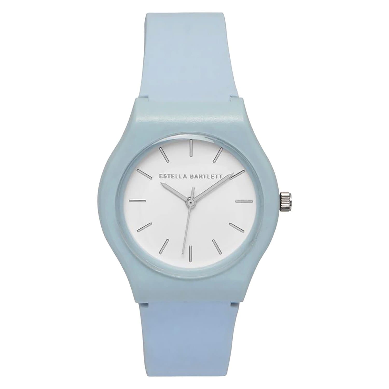 Estella Bartlett Silicone Strap Watch - Blue and Silver - EBW3375