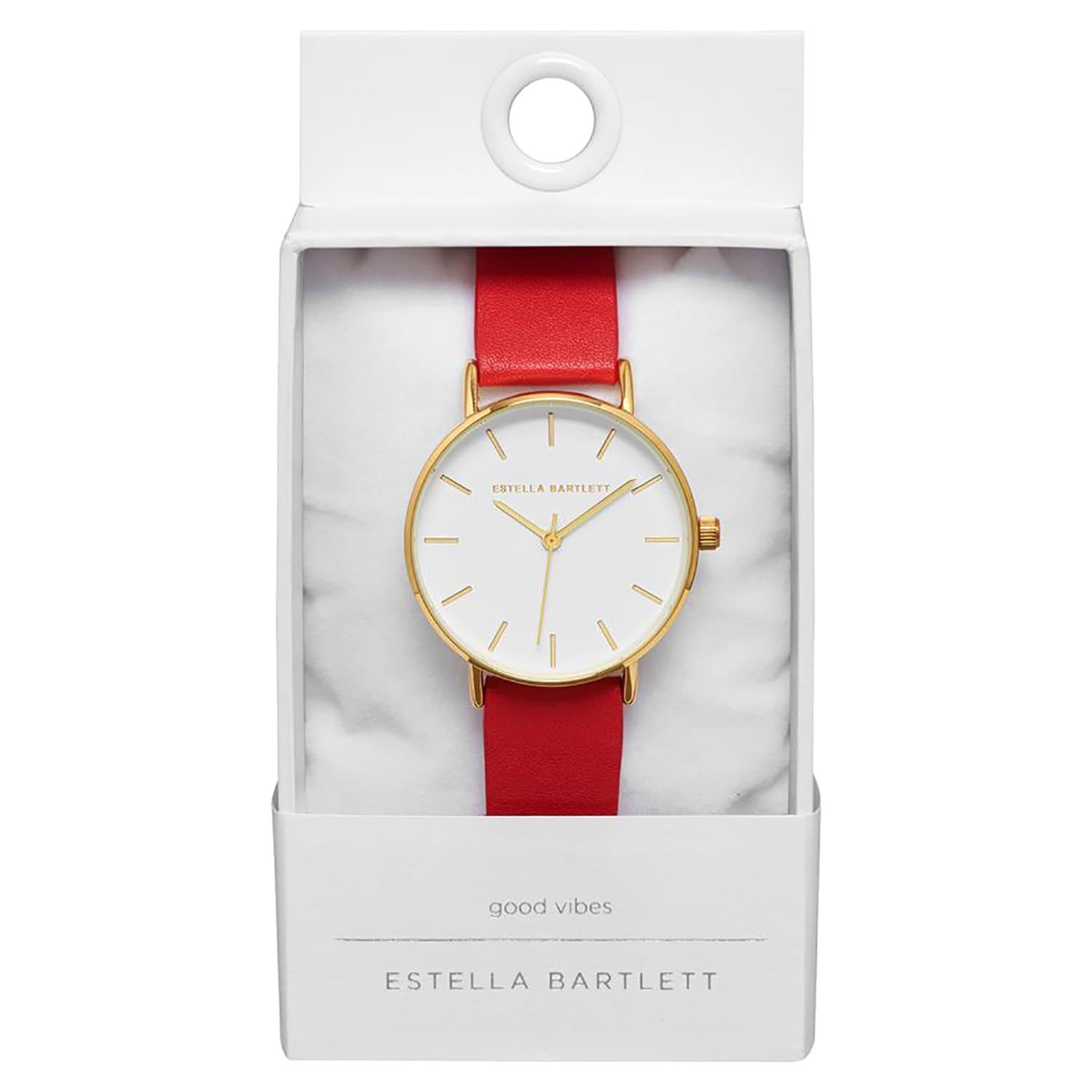 Estella Bartlett Pure Leather Watch - Coral and Gold - EBW3382