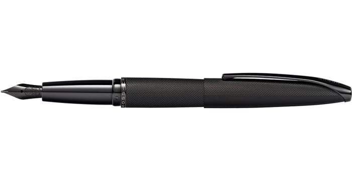 Cross ATX Brushed Black Fountain Pen with Etched Diamond Pattern and Stainless Steel Medium Nib - 886-41MJ