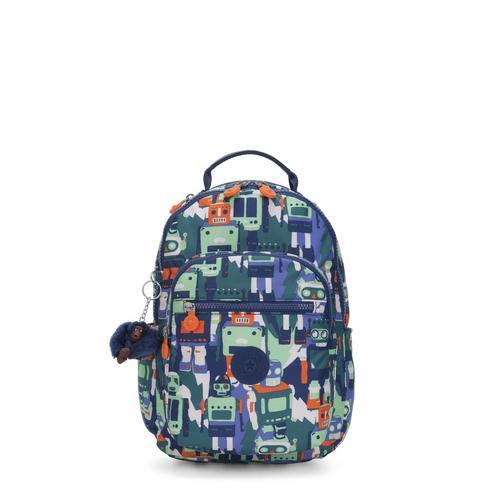 Kipling Seoul S Robot Camo Blue - Small Backpack With Tablet Compartment - I5357-57E