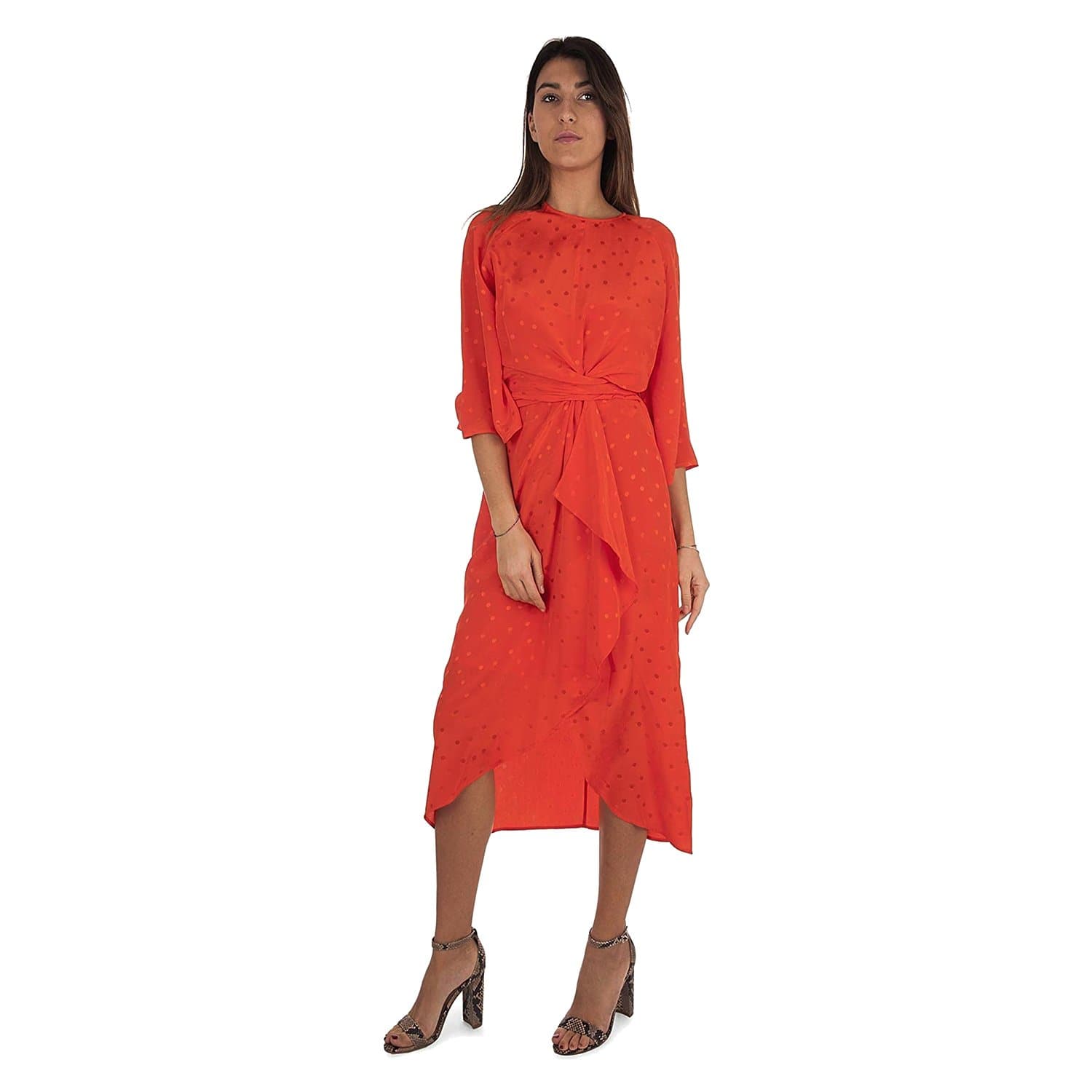 Essentiel Antwerp Vayen Draped Detail Dress - Orange - VAYEN-BR14-36