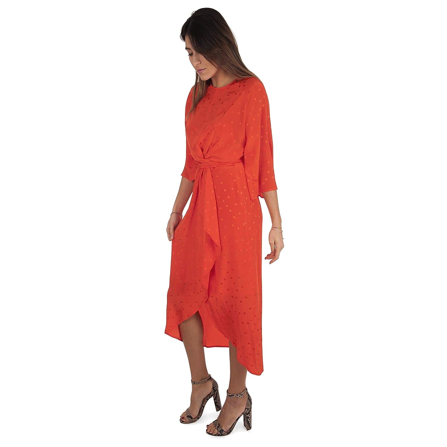 Essentiel Antwerp Vayen Draped Detail Dress - Orange - VAYEN-BR14-36