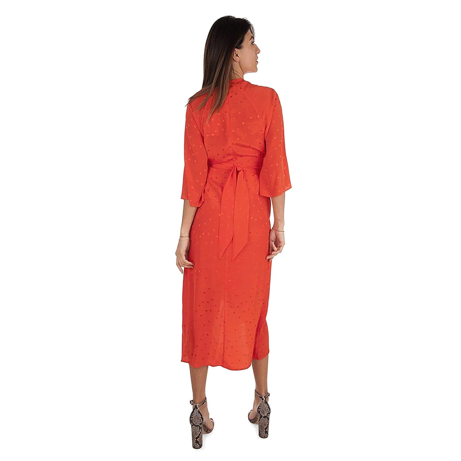 Essentiel Antwerp Vayen Draped Detail Dress - Orange - VAYEN-BR14-36