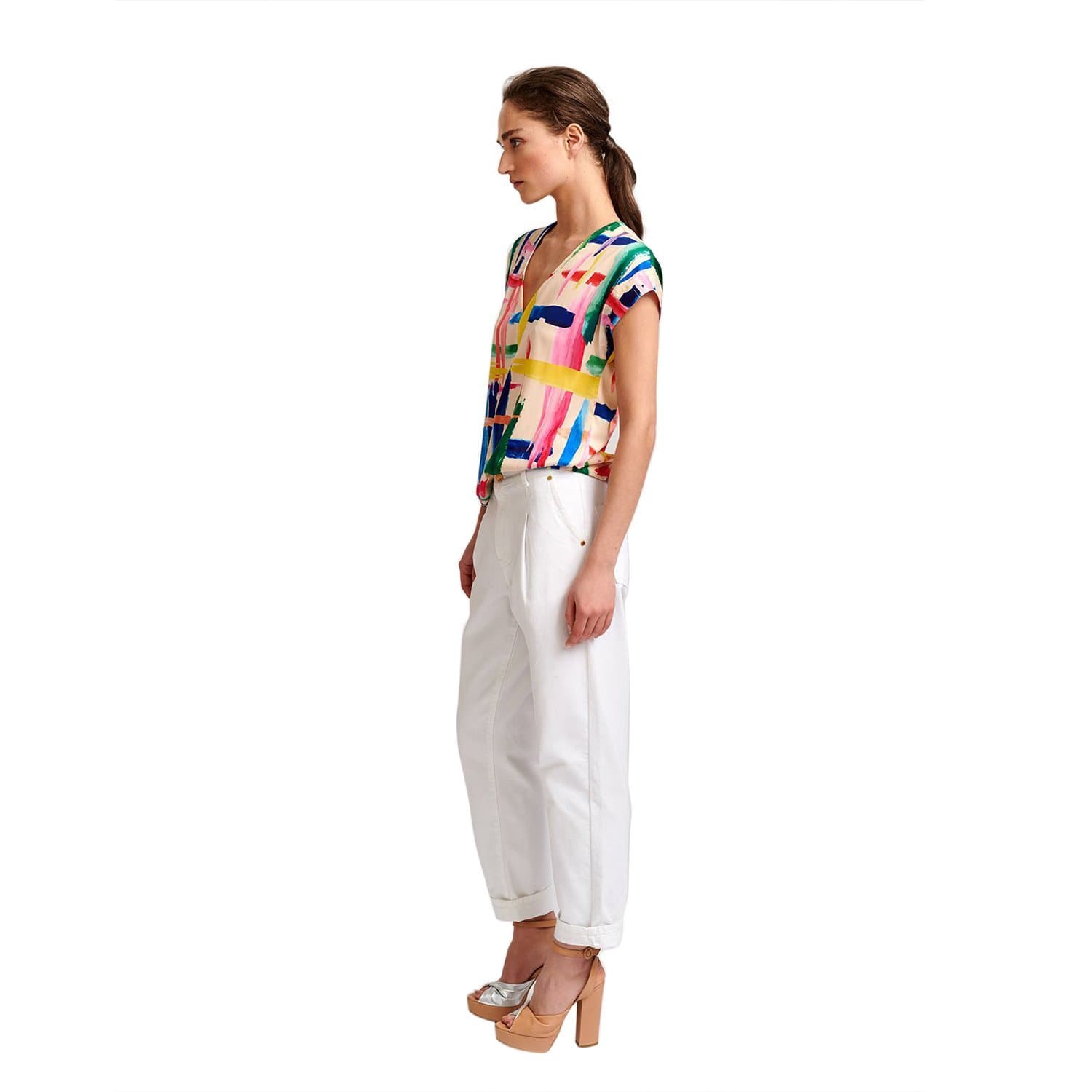 Essentiel Antwerp Veda Short Sleeved Top - Multicolour - VEDA-V1OW-36