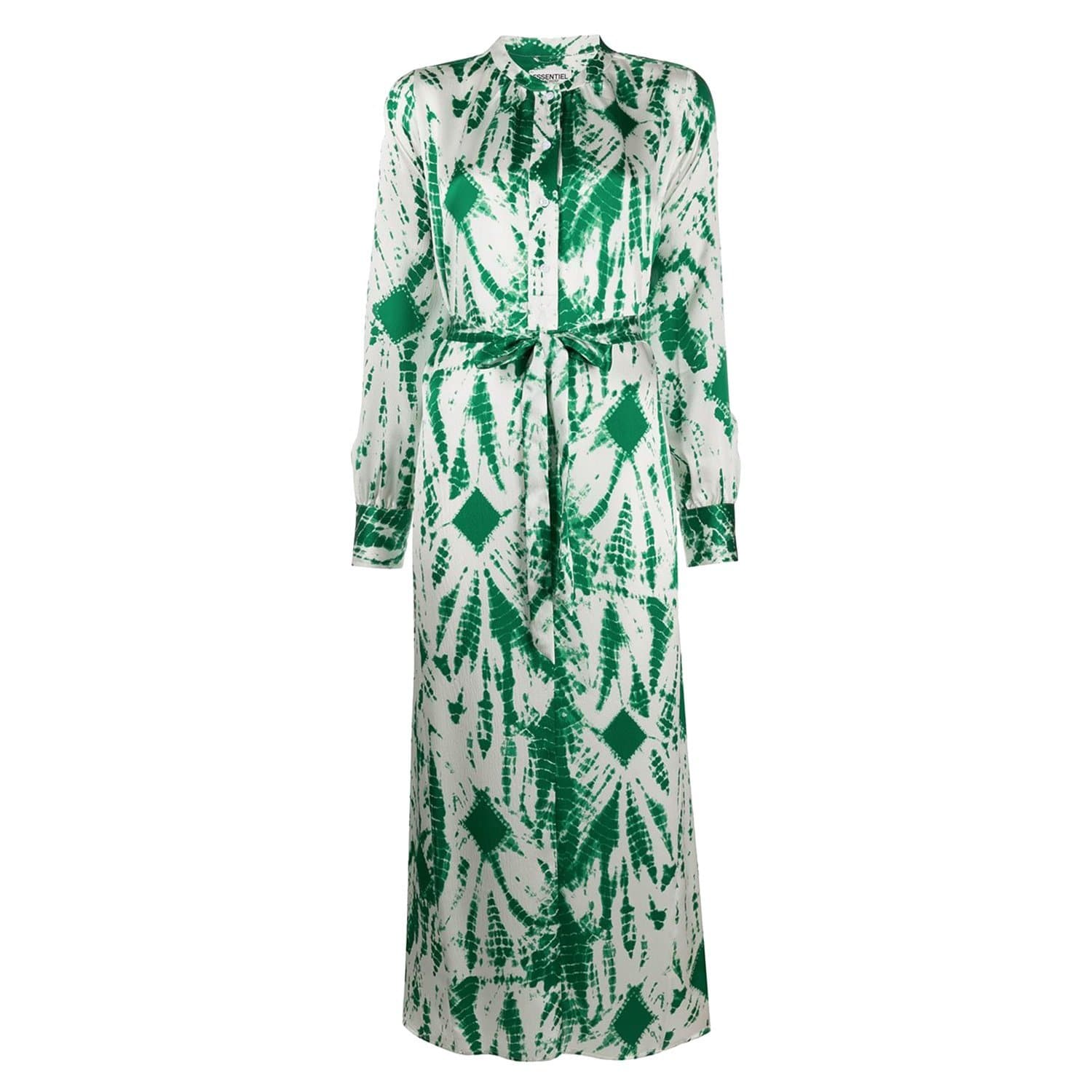 Essentiel Antwerp Verna Long Dress - Green and Off White - VERNA-V3EG