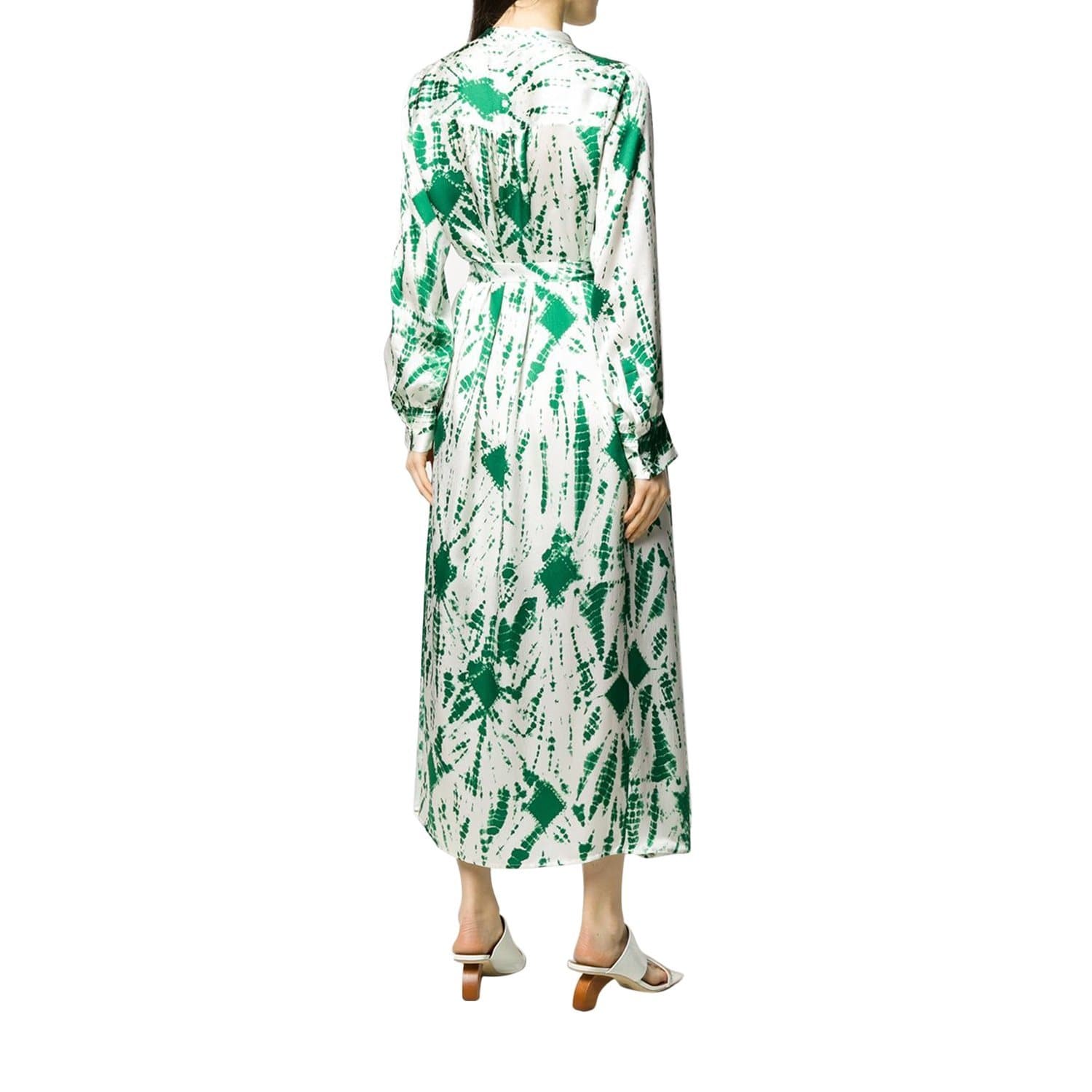 Essentiel Antwerp Verna Long Dress - Green and Off White - VERNA-V3EG