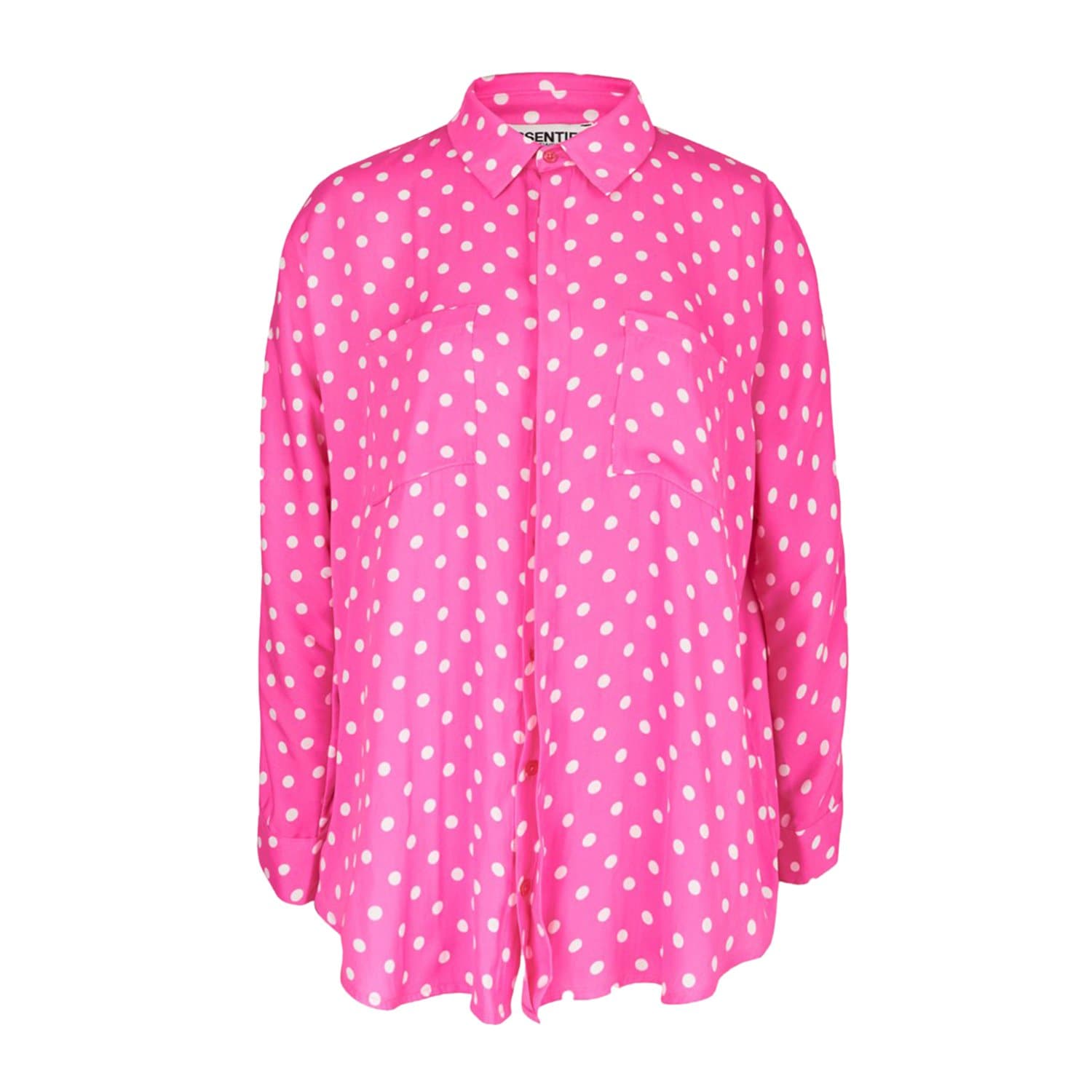 Essentiel Antwerp Viral Shirt - Neon Pink and Off White - VIRAL-V3HP-36