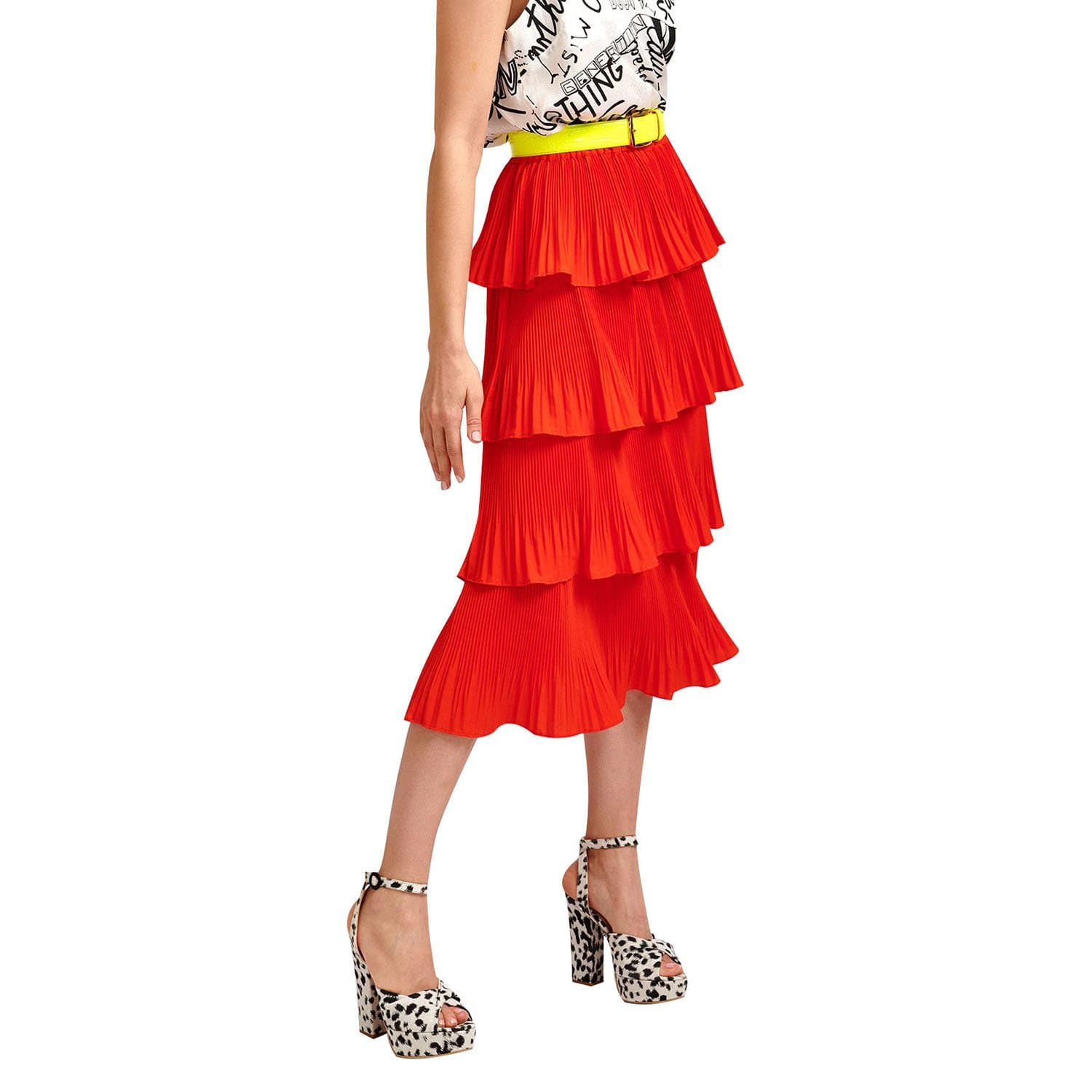 Essentiel Antwerp Vivian Ruffled Skirt - Orange - VIVIAN-BR14-36