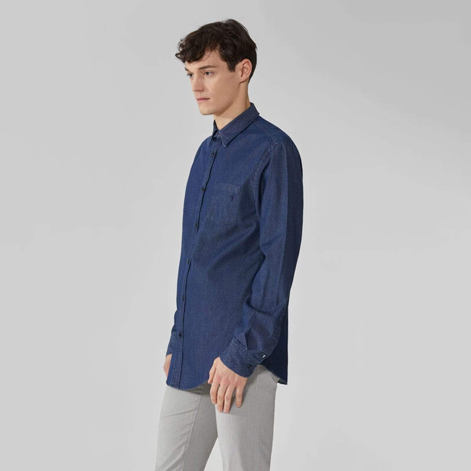 TRUSSARDI DENIM JAQUARD SHIRT