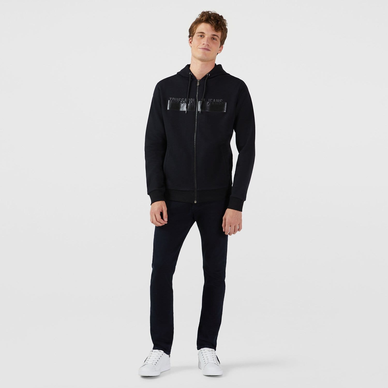 TRUSSARDI HOODIE JACKET COTTON FLEECE RE BLACK