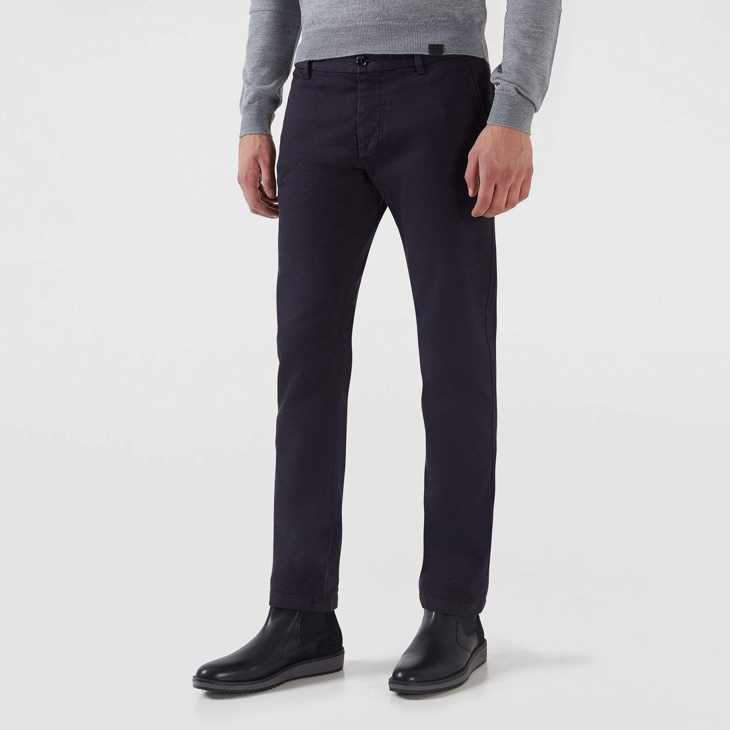 Trussardi Micro Pique 70's Cotton Stretch Trouser - Navy Blue - 52P00008-U290 - Jashanmal Home