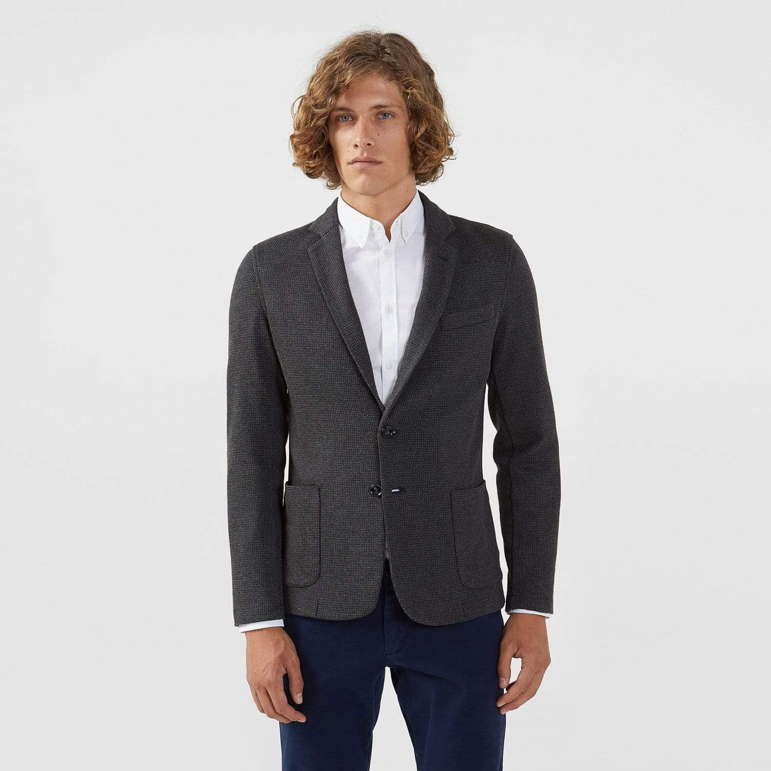 Trussardi Houndstooth Jersey Slim Fit Blazer - Granite Grey - 52H00029-E283 - Jashanmal Home