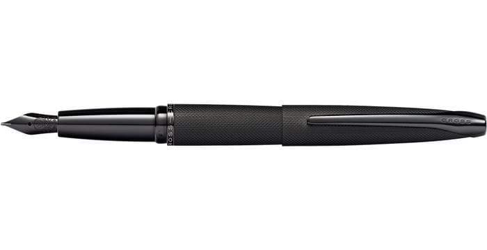 Cross ATX Brushed Black Fountain Pen with Etched Diamond Pattern and Stainless Steel Medium Nib - 886-41MJ