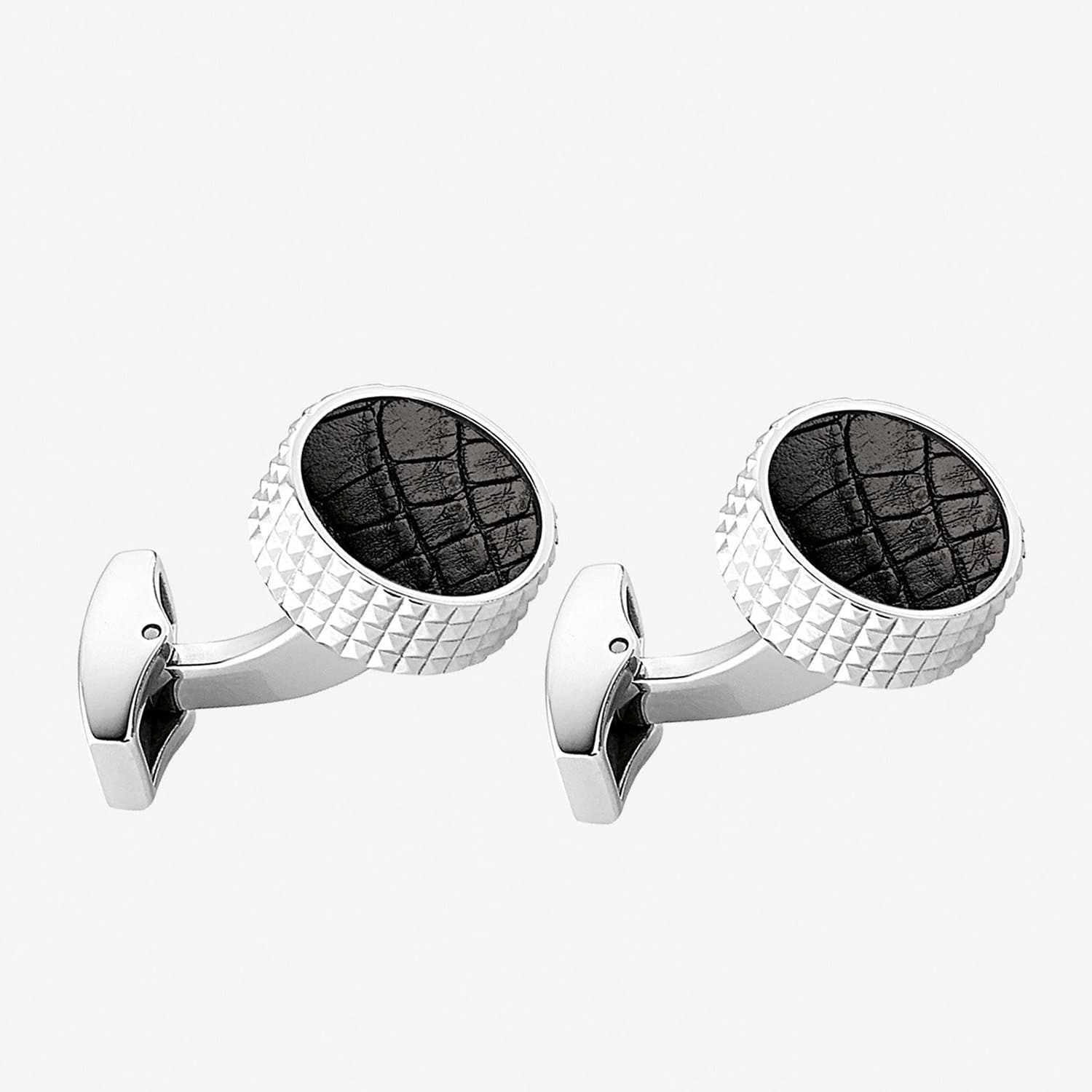 ESSENTIEL MEN CUFFLINKS SPYK BLACK CROCO